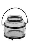 Shop_MANOR HOUSE_Black Wood Textured Glass Lantern _at_Aza_Fashions