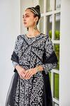 Shop_The Royaleum_Black Silk, Organza Embroidery, Sequins Round Neck Candy Floss Kurta Pant Set_Online_at_Aza_Fashions