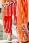 Shop_The Royaleum_Orange Silk, Organza Sequins, Beads, Candy Floss Floral Kurta And Pant Set _Online_at_Aza_Fashions