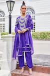 The Royaleum_Purple Silk, Organza Sequins, Pearls, Candy Floss Embellished Kurta Pant Set _Online_at_Aza_Fashions