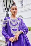Shop_The Royaleum_Purple Silk, Organza Sequins, Pearls, Candy Floss Embellished Kurta Pant Set _Online_at_Aza_Fashions