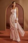 SAANJH BY LEA_Pink Net Machine Ira Shimmer Embellished Kurta Pant Set_Online_at_Aza_Fashions