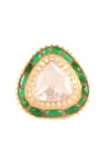 Sica Jewellery_Green Diamonds Moissanite Polki Embellished Earrings _Online_at_Aza_Fashions