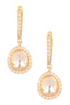 Shop_Sica Jewellery_Yellow Diamonds, Crystals Moissanite Polki Embellished Earrings _at_Aza_Fashions