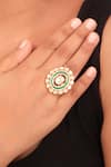 Buy_Sica Jewellery_Green Polki Moissanite Embellished Ring _at_Aza_Fashions