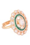 Shop_Sica Jewellery_Green Polki Moissanite Embellished Ring _at_Aza_Fashions