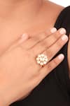 Buy_Sica Jewellery_Yellow Polki Moissanite Embellished Ring _at_Aza_Fashions