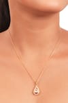 Buy_Sica Jewellery_Yellow Moissanite Polki Embellished Raindrop Pendant Necklace _at_Aza_Fashions