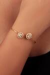 Buy_Sica Jewellery_Yellow Crystals Moissanite Polki Embellished Cuff Bracelet _at_Aza_Fashions