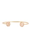 Shop_Sica Jewellery_Yellow Crystals Moissanite Polki Embellished Cuff Bracelet _at_Aza_Fashions