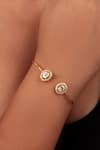 Buy_Sica Jewellery_Yellow Crystals Moissanite Polki Embellished Cuff Bracelet _Online_at_Aza_Fashions