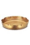 Buy_Perenne Design_Gold Aluminium Carved Round Platter Single Pc_at_Aza_Fashions