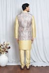 Shop_Aryavir Malhotra_Grey Silk Flora Mural Art Pattern Nehru Jacket _at_Aza_Fashions