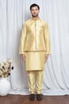 Buy_Aryavir Malhotra_Gold Silk Glitter Border Nehru Jacket _Online_at_Aza_Fashions