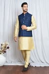 Buy_Aryavir Malhotra_Blue Jacquard Mughal Flora Woven Nehru Jacket _at_Aza_Fashions