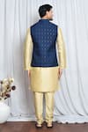 Shop_Aryavir Malhotra_Blue Jacquard Mughal Flora Woven Nehru Jacket _at_Aza_Fashions