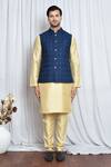 Buy_Aryavir Malhotra_Blue Jacquard Mughal Flora Woven Nehru Jacket _Online_at_Aza_Fashions