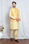 Buy_Aryavir Malhotra_Yellow Jacquard Damask Woven Nehru Jacket _at_Aza_Fashions