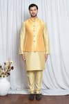 Buy_Aryavir Malhotra_Yellow Jacquard Damask Woven Nehru Jacket _Online_at_Aza_Fashions