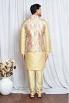 Shop_Aryavir Malhotra_Multi Color Silk Vintage Window Art Pattern Nehru Jacket _at_Aza_Fashions