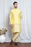 Buy_Aryavir Malhotra_Yellow Jacquard Damask Flora Woven Nehru Jacket _at_Aza_Fashions