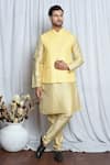 Buy_Aryavir Malhotra_Yellow Soft Cotton Flora Diamond Pattern Nehru Jacket _at_Aza_Fashions