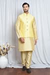 Buy_Aryavir Malhotra_Yellow Silk Maze Pattern Nehru Jacket _at_Aza_Fashions