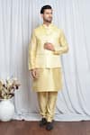 Buy_Aryavir Malhotra_Yellow Jacquard Damask Blossom Woven Nehru Jacket _at_Aza_Fashions