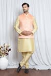 Buy_Aryavir Malhotra_Orange Jacquard Damask Crest Woven Nehru Jacket _at_Aza_Fashions