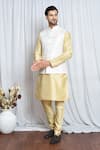 Buy_Aryavir Malhotra_White Silk Teardrop Tear Drop Pattern Nehru Jacket _at_Aza_Fashions