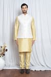 Aryavir Malhotra_White Silk Teardrop Tear Drop Pattern Nehru Jacket _Online_at_Aza_Fashions