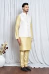 Aryavir Malhotra_White Silk Teardrop Tear Drop Pattern Nehru Jacket _at_Aza_Fashions