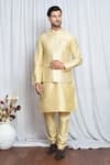 Buy_Aryavir Malhotra_Gold Jacquard Bloom Motif Woven Nehru Jacket _at_Aza_Fashions