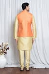 Shop_Aryavir Malhotra_Orange Jacquard Blossom Motif Woven Nehru Jacket _at_Aza_Fashions