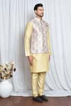 Aryavir Malhotra_Grey Silk Teardrop Lily Bloom Pattern Nehru Jacket _at_Aza_Fashions