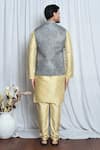 Shop_Aryavir Malhotra_Grey Jacquard Flora Blast Woven Nehru Jacket _at_Aza_Fashions