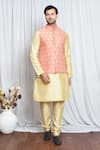 Buy_Aryavir Malhotra_Pink Jacquard Carnation Bloom Woven Nehru Jacket _at_Aza_Fashions