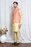 Shop_Aryavir Malhotra_Pink Jacquard Carnation Bloom Woven Nehru Jacket _Online_at_Aza_Fashions