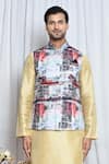 Buy_Aryavir Malhotra_Multi Color Soft Cotton Abstract Pattern Nehru Jacket _Online_at_Aza_Fashions