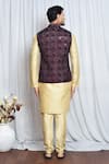 Shop_Aryavir Malhotra_Wine Velvet Checkered Sequin Pattern Nehru Jacket _at_Aza_Fashions