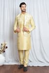 Buy_Aryavir Malhotra_Gold Jacquard Spring Foliage Woven Nehru Jacket _at_Aza_Fashions