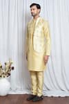 Shop_Aryavir Malhotra_Gold Jacquard Spring Foliage Woven Nehru Jacket _Online_at_Aza_Fashions