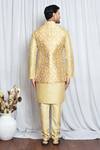 Shop_Aryavir Malhotra_Gold Jacquard Buttercup Flora Woven Nehru Jacket _at_Aza_Fashions