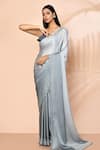 Buy_Samyukta Singhania_Grey Satin Embellished Stones Ombre Saree With Running Blouse _at_Aza_Fashions