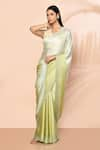 Buy_Samyukta Singhania_Green Satin Embellished Stones Ombre Saree With Running Blouse _Online_at_Aza_Fashions