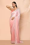 Buy_Samyukta Singhania_Peach Satin Embellished Stones Border Ombre Saree With Running Blouse _at_Aza_Fashions