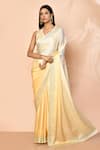 Buy_Samyukta Singhania_Yellow Satin Embellished Stones Sunset Ombre Saree With Running Blouse _at_Aza_Fashions