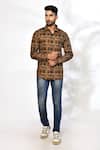 Buy_Arihant Rai Sinha_Brown Cotton Printed Geometric Shirt_at_Aza_Fashions