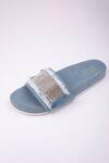Buy_Schon Zapato_Blue Rhinestone Embellished Denim Flip Flops_Online_at_Aza_Fashions