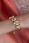 Do Taara_Gold Plated Crystals Kundan Embellished Cut Work Bracelet _Online_at_Aza_Fashions